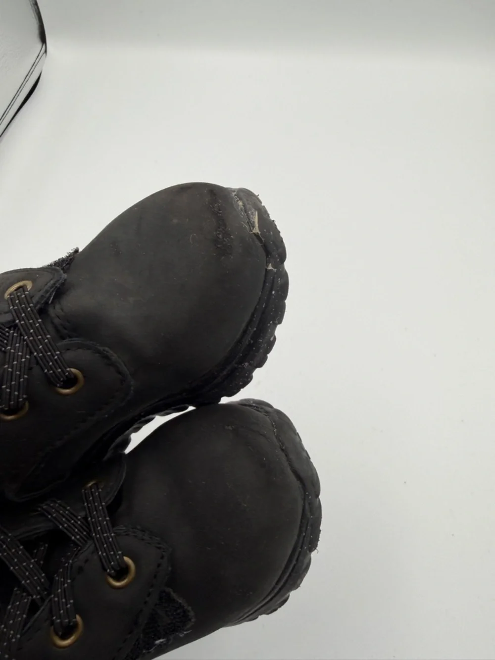 Wonder Nation Toddler Boy Girl Size 7 Black Kids Lace-Up Ankle Boots with Velcro